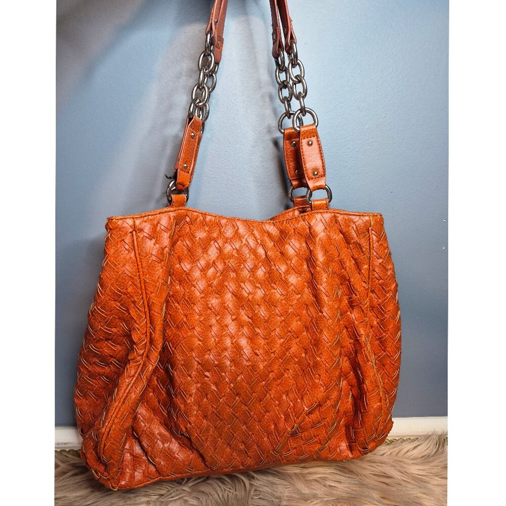 DANA BUCHMAN BURNT ORANGE WEAVE PURSE -LARGE